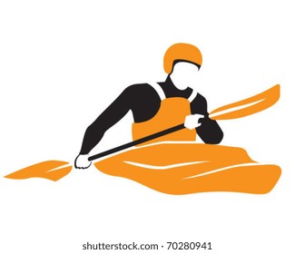 Vector illustration of a kayaker