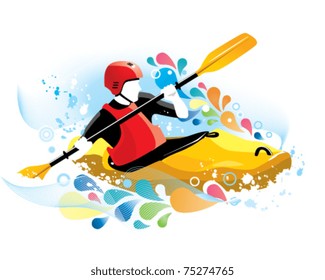 Vector illustration of a kayaker