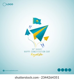 Vector illustration of Kazakhstan Constitution Day social media story feed mockup template