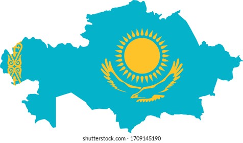 vector illustration of Kazakhstan map with flag