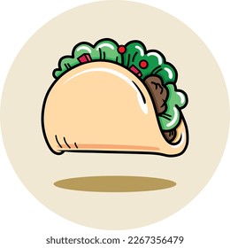 A vector illustration of a kebab with grilled beef, chicken, mutton or lamb. The kebab image can also be decorated with various condiments and sauces such as tomato sauce, and chili sauce.