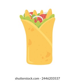 Ilustración vectorial de envoltura de kebab, aislado sobre fondo blanco