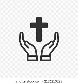 Vector illustration of keep the cross icon in dark color and transparent background(png).