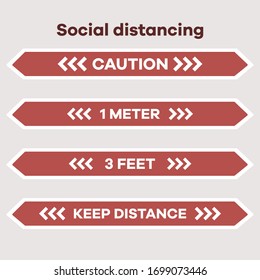 Vector illustration Keep distance. Social distancing.  coronavirus COVID-19 Quarantine. Pandemic  virus Reducing risk of infection, disease prevention measures. Protect Health care concept