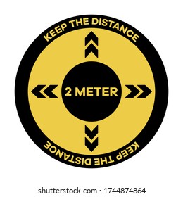 Vector illustration Keep the distance. Social distancing. Coronavirus COVID-19 Warning sign. Quarantine. Pandemic Reducing risk of infection, disease prevention measures. Protect Health care concept