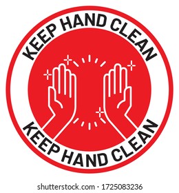 Vector illustration "KEEP HAND CLEAN" signage for coronavirus Covid-19 outbreak.