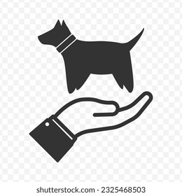 Ilustración vectorial de mantener el icono de mascotas en color oscuro y fondo transparente (PNG).