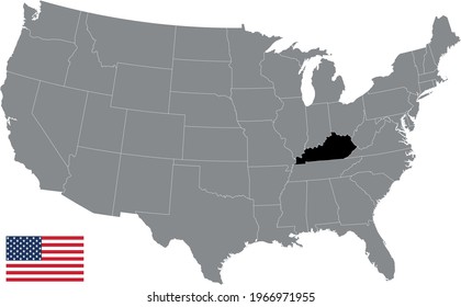 vector illustration of Kentucky map with American flag