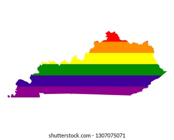 vector illustration of Kentucky map with lgbt flag 