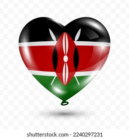 Vector illustration of a Kenya country love balloon on transparent background (PNG). Flying love balloons for Independence Day celebration.