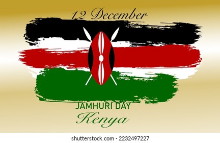 vector illustration for Kenya jamhuri day means republic day. Happy Independence day of Kenya. kenya  brush stroke flag background. Creative national country flag with Abstract  brush flag