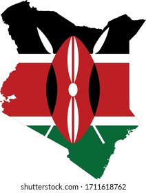 ilustración vectorial del mapa de Kenia con bandera