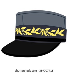 Vector illustration kepi, cap army uniform headgear. Historic general hat