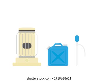 Vector illustration of kerosene heater and plastic tank.