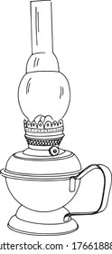 Vector illustration of kerosene lamp, vintage lamp