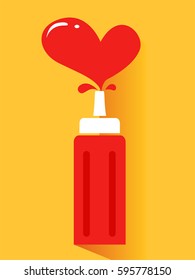  Vector Illustration of Ketchup with Heart Splash