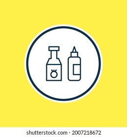 Vector illustration of ketchup icon line. Beautiful snacks element also can be used as mustard icon element.