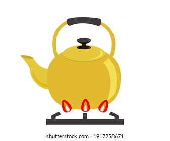 Vector illustration of kettle. Kitchen utensils.