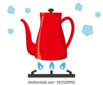 Vector illustration of kettle. Kitchen utensils.