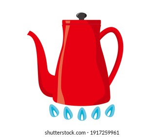 Vector illustration of kettle. Kitchen utensils.