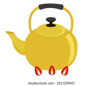 Vector illustration of kettle. Kitchen utensils.