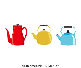 Vector illustration of kettle. Kitchen utensils.
