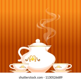 vector illustration of kettle, teapot, tea set
