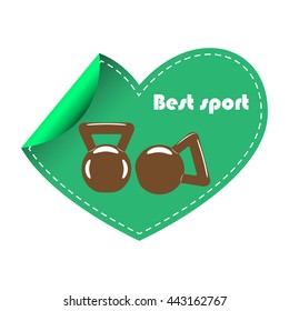 Vector illustration with kettlebell and heart.