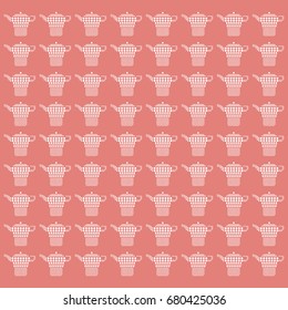 Vector illustration of kettles of dots. Pattern on a pink background.