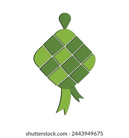 Vector illustration of ketupat, a Eid tradition in Indonesia, Hanging ketupat vector clip art icon for ramadan and Eid Al Fitr decoration element