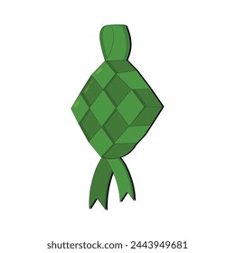Vector illustration of ketupat, a Eid tradition in Indonesia, Hanging ketupat vector clip art icon for ramadan and Eid Al Fitr decoration element