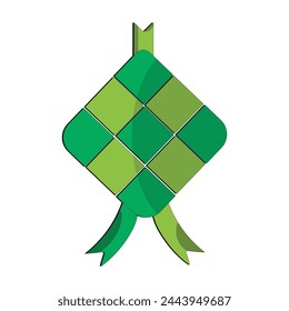 Vektor-Illustration von Ketupat, eine Eid-Tradition in Indonesien, Hängende Ketupat Vektor-Clip-Art-Ikone für Ramadan und Eid Al Fitr-Dekorelement
