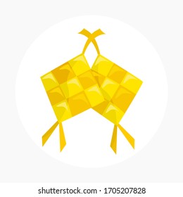 Vektorillustration-Illustration der Ketupat-Dekoration für islamische Elemente mit Gelb- und Orangenfarbe im flachen Design. Geeignet für Banner, Poster, Grußkartendekoration etc.