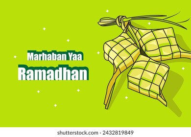 Vector Illustration of ketupat, Marhaban yaa Ramadhan flyer 