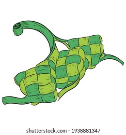 Ilustración vectorial de Ketupat o de la pasta de arroz , especiales de comida de Eid al-Fitr celebraciones islámicas con antecedentes aislados