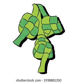 Ilustración vectorial de Ketupat o de la pasta de arroz , especiales de comida de Eid al-Fitr celebraciones islámicas con antecedentes aislados
