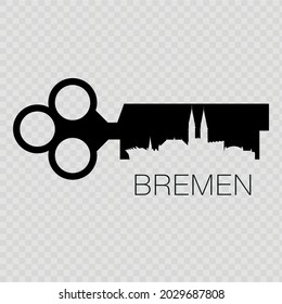 Vector illustration of a key with the Bremen city on transparent background.