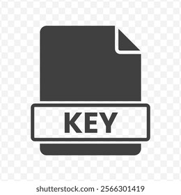 Vector illustration of KEY file in dark color and transparent background(PNG).