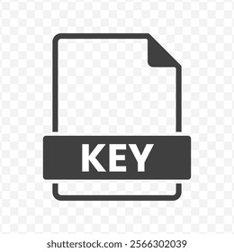 Vector illustration of KEY file in dark color and transparent background(PNG).