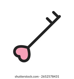 Vector Illustration of a Key with Heart-Shaped End on White