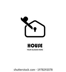 vector illustration of key and house, great for security icons and logos