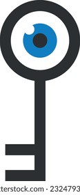 Vector illustration of a key with a human eye.