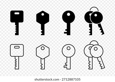 Ilustração vetorial do conjunto de ícones Key isolado no fundo transparente