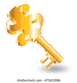 vector illustration of Key to money
