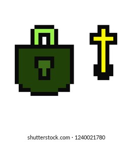vector Illustration of key in pixcel sty