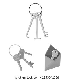 Vector illustration of key  and protection icon. Set of key  and security stock symbol for web.