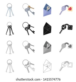 Vector illustration of key  and protection icon. Set of key  and security vector icon for stock.