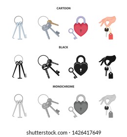 Vector illustration of key and protection symbol. Collection of key and security stock vector illustration.