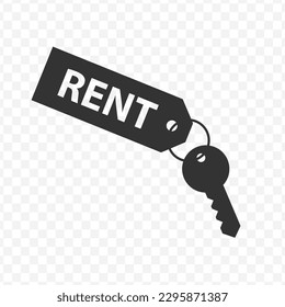 Vector illustration of key rental icon in dark color and transparent background(png).