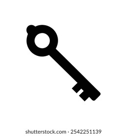 A vector illustration of a key silhouette on a white background.